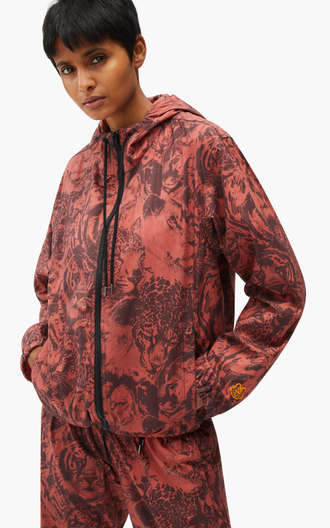 Vestes Kenzo Homme Wildtigers zipped Rose Foncé MYGTZ-1582